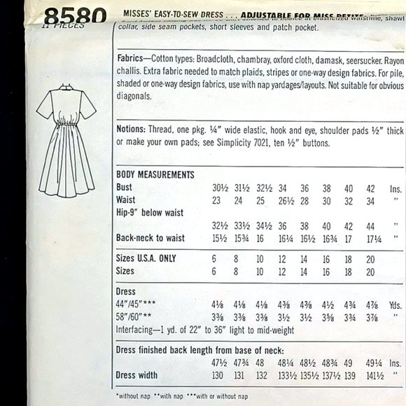 Simplicity 8580 Misses Midi Dress Sewing Pattern Size US 6 8 10 12 Uncut FF 1988 - Picture 3 of 5